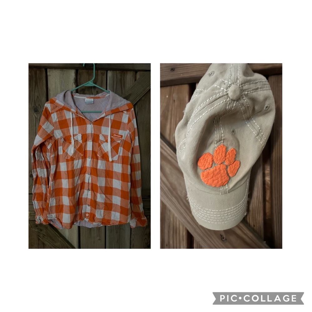 Columbia Clemson Shirt Size M with hat